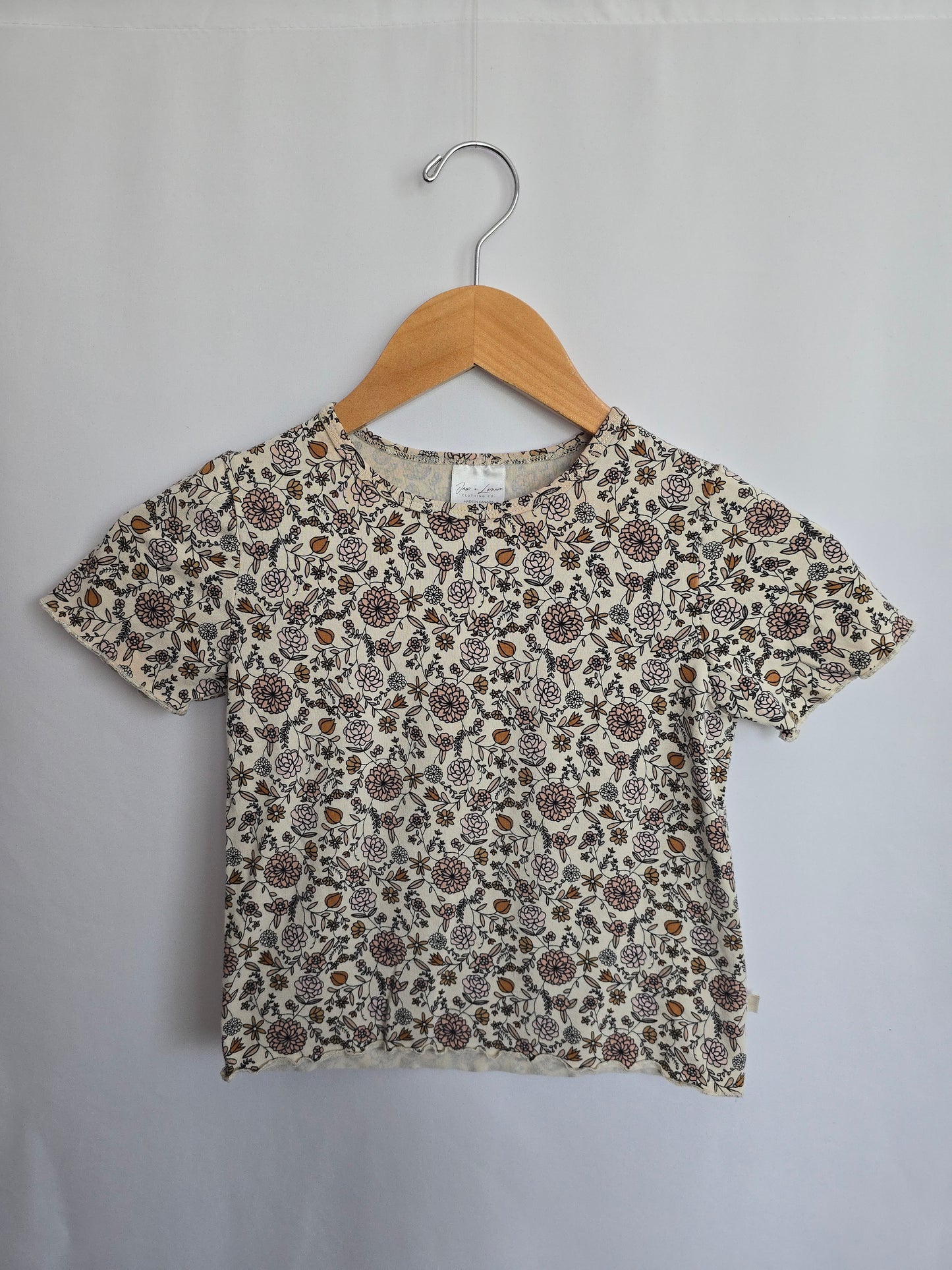 PLAY Jax & Lennon Floral Lettuced Hem Tee • Youth Medium 8-9 years