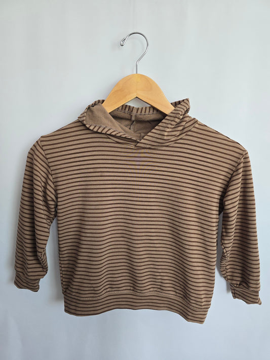 Jax & Lennon Mocha Stripe Relaxed Hoodie • 4-5 years