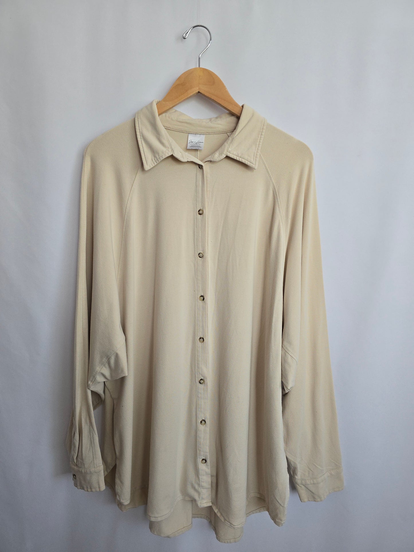 Jax & Lennon Bone Oversized Button Up Shirt • X-Large
