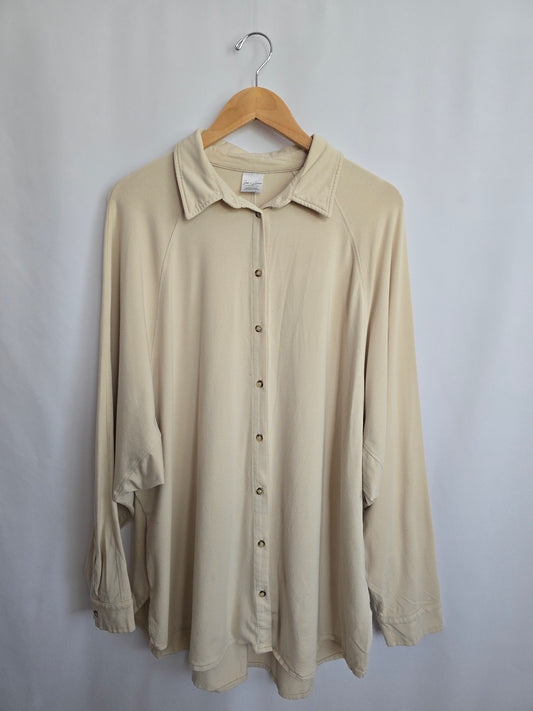 Jax & Lennon Bone Oversized Button Up Shirt • X-Large