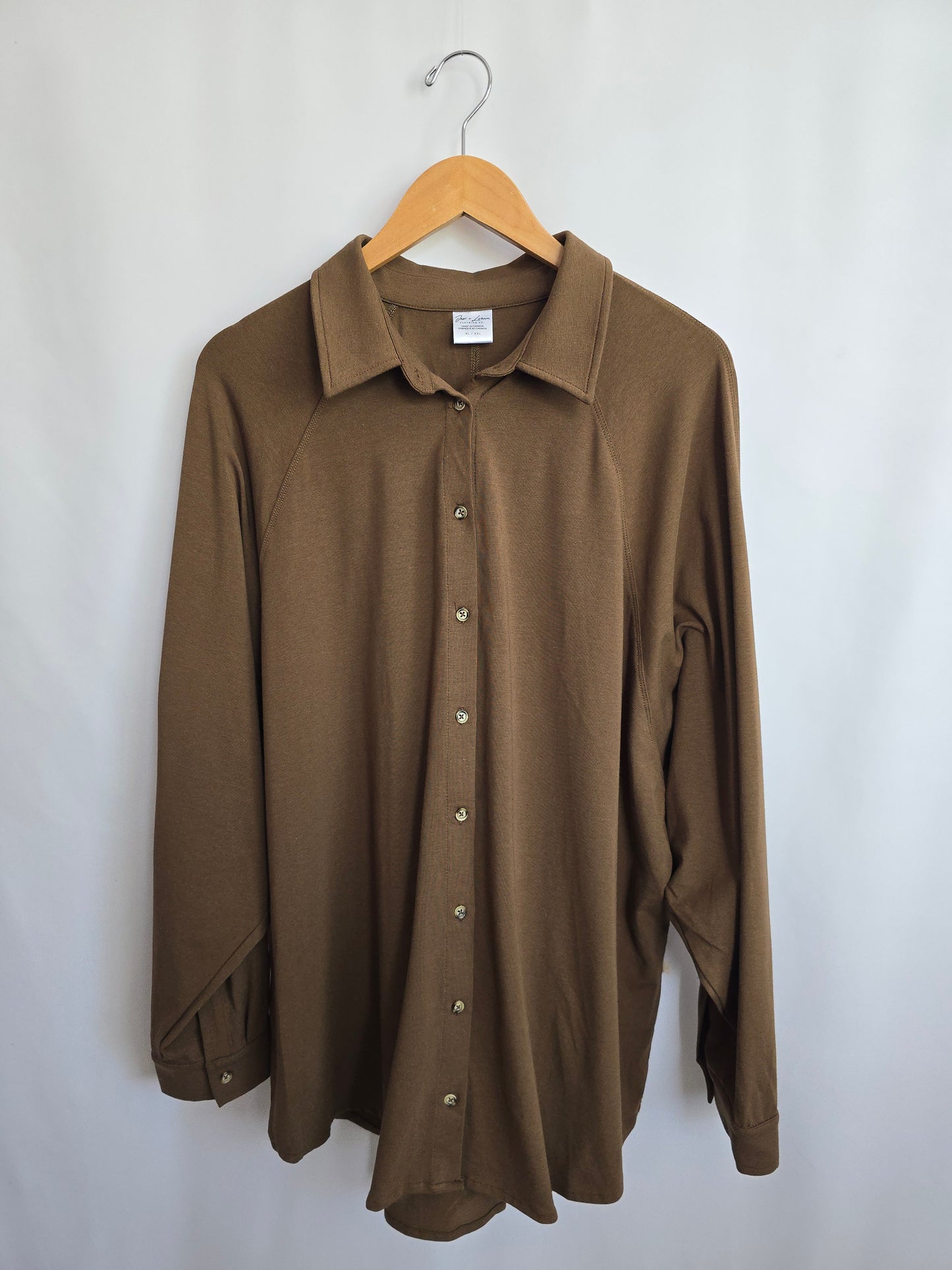 Jax & Lennon Cocoa Oversized Button Up Shirt • X-Large/XX-Large