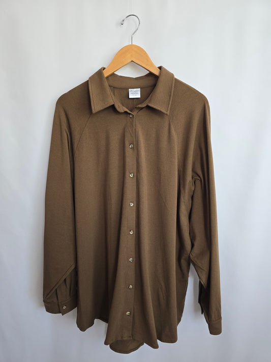 Jax & Lennon Cocoa Oversized Button Up Shirt • X-Large/XX-Large