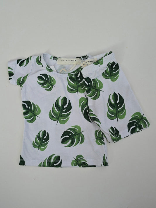 NEW Bambi & Birdie Monstera Pajama Set • 0-6 months