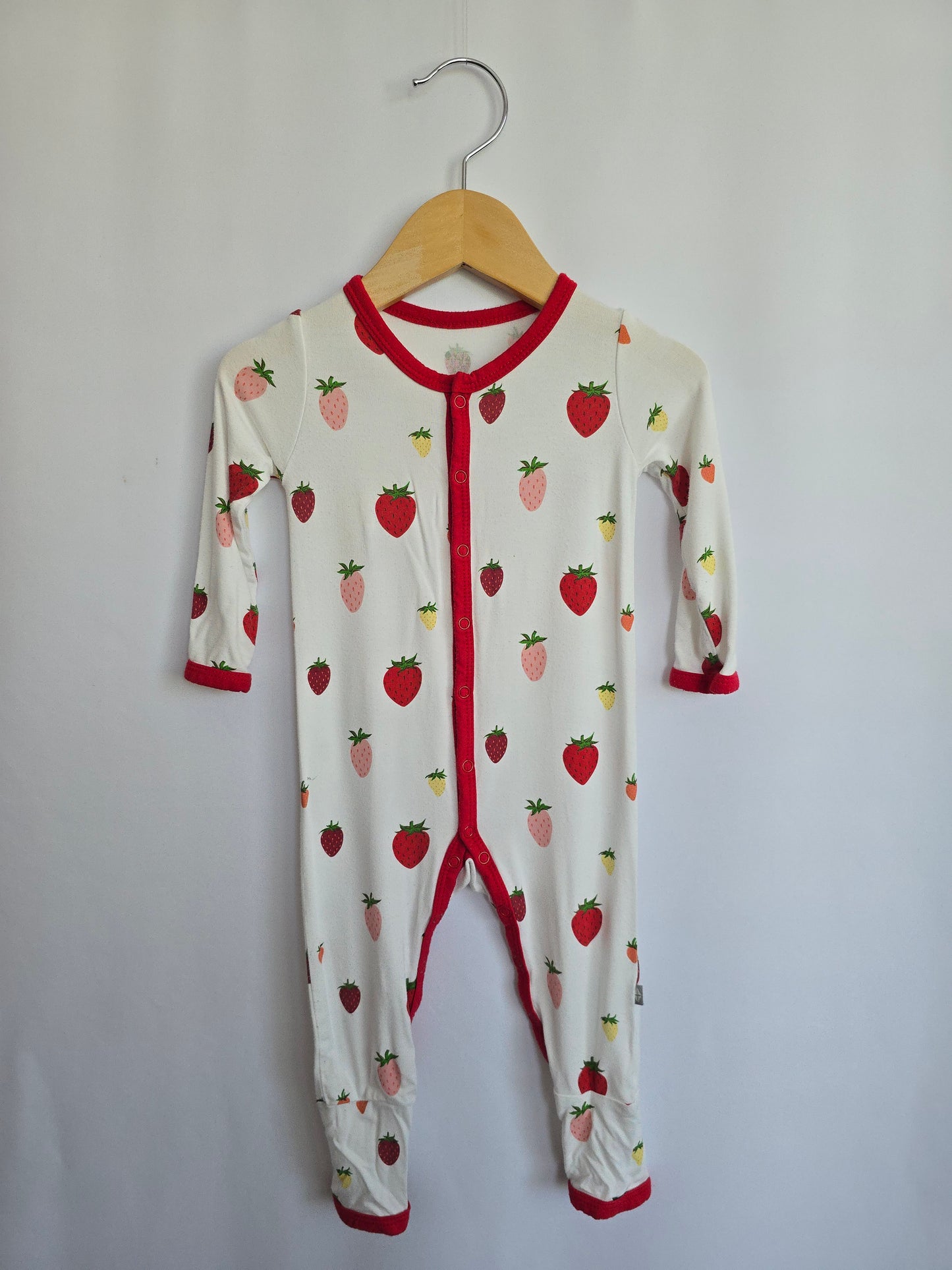 Kyte Strawberries Zip Romper • 6-12 months