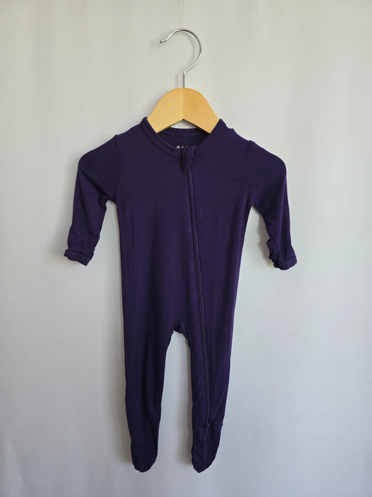Kyte Eggplant Zip Footie • 0-3 months