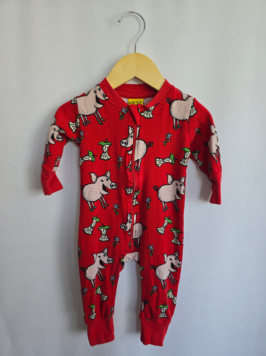 Duns Nordic Pig Zip Romper • 3-6 months