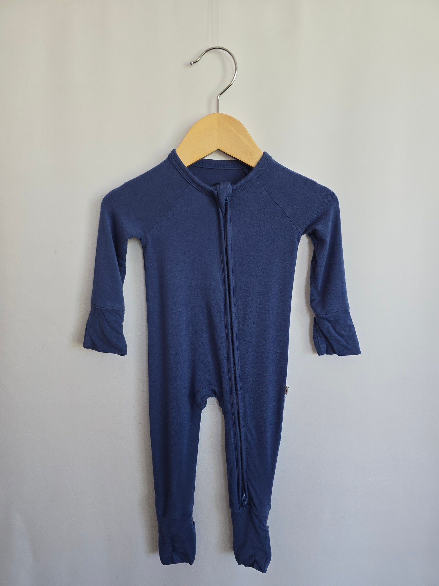 Stets & Lemmy Slate Blue Zip Romper • 0-3 months