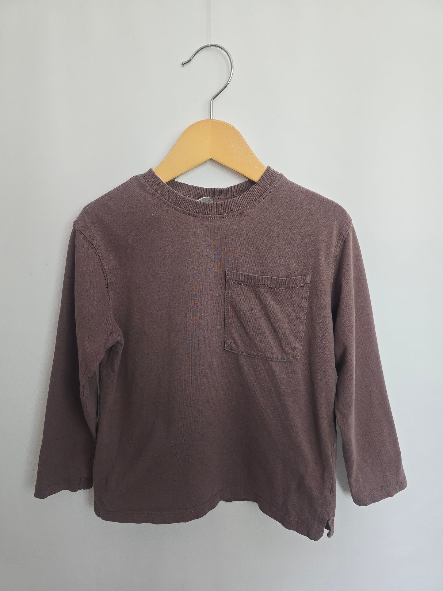 Zara Chocolate Long Sleeve Pocket Shirt • 4-5 years