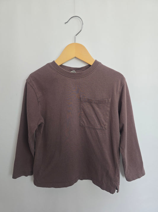 Zara Chocolate Long Sleeve Pocket Shirt • 4-5 years