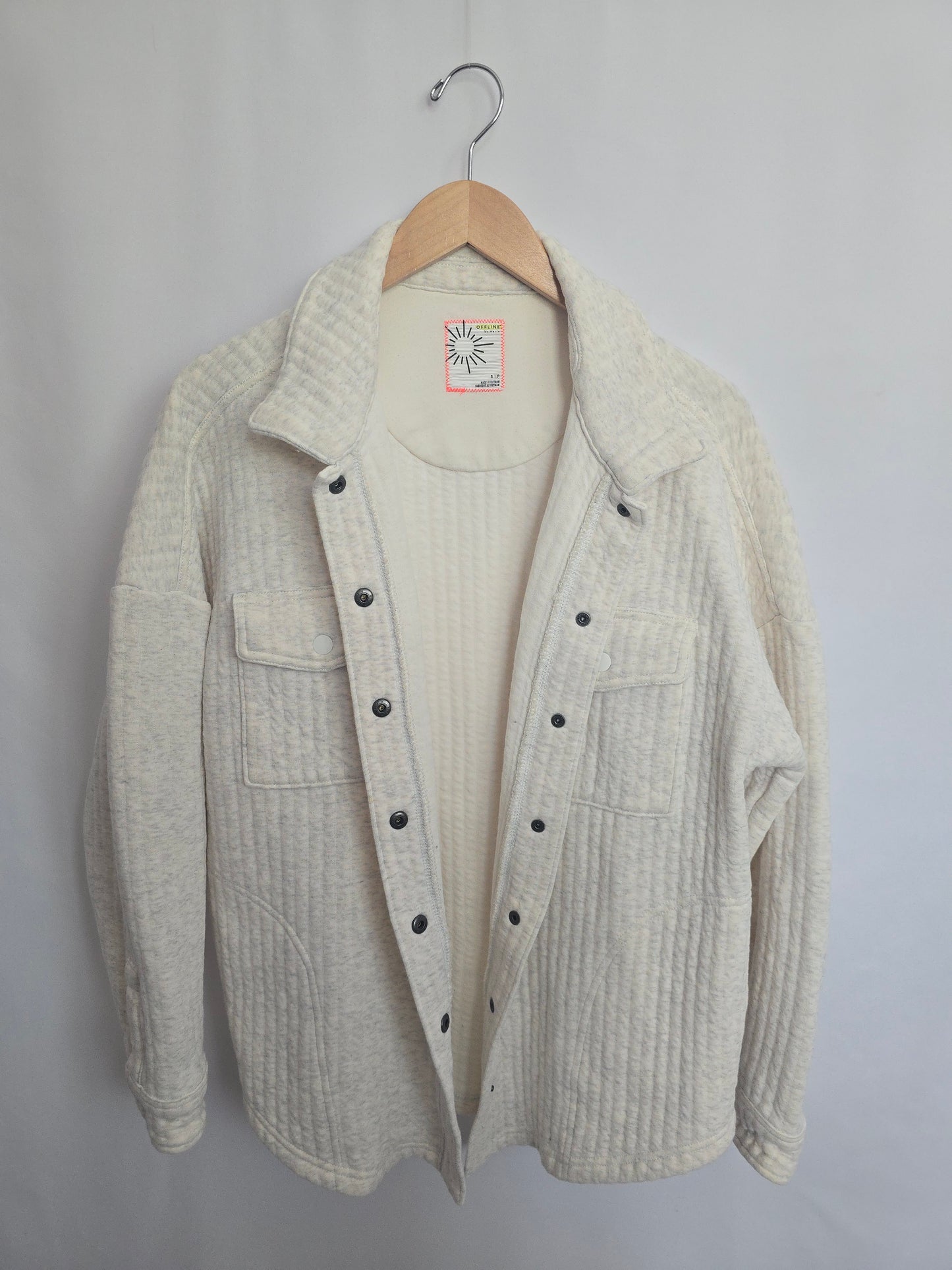 Offline By Aerie Oatmeal Quilted Oversized Shacket • Small