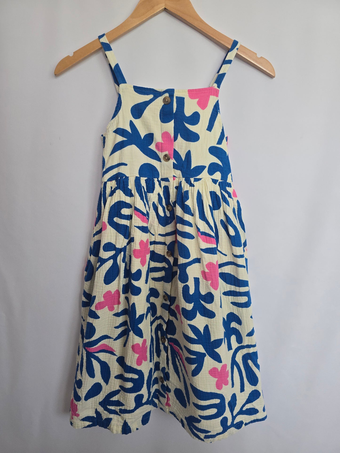 Hanna Andersson Blue & Pink Abstract Floral Dress • 10 years