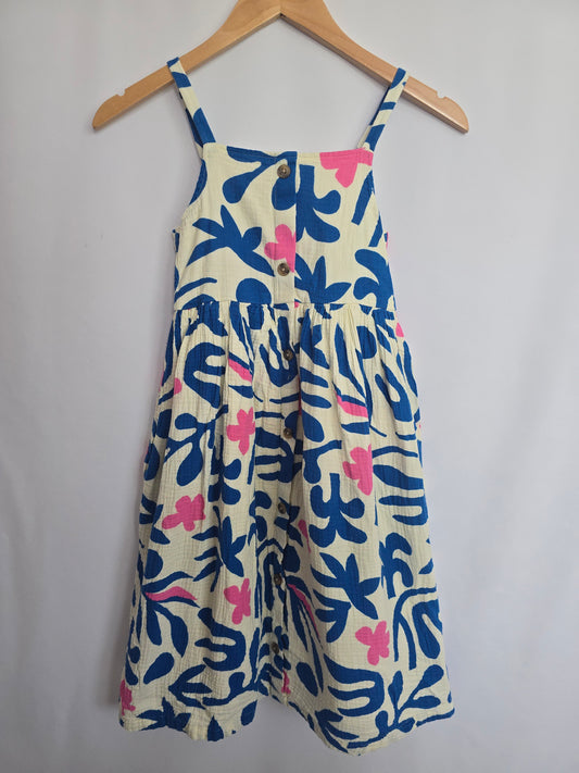 Hanna Andersson Blue & Pink Abstract Floral Dress • 10 years