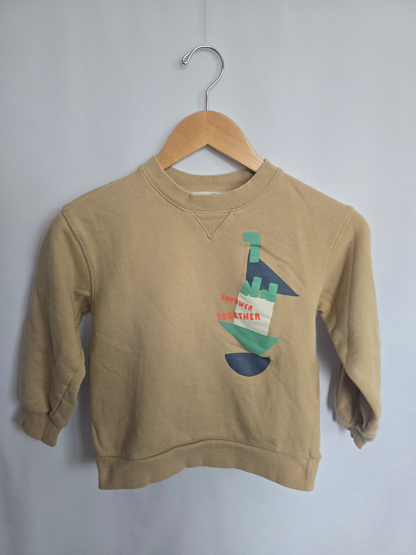 H&M Tan Better Together Dinosaur Crewneck • 6-8 years