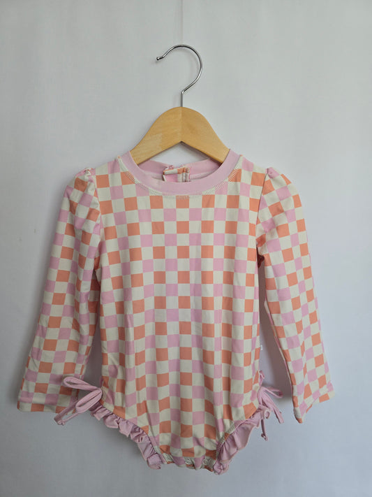 Caden Lane Pink Checkered Sunsuit • 3 years