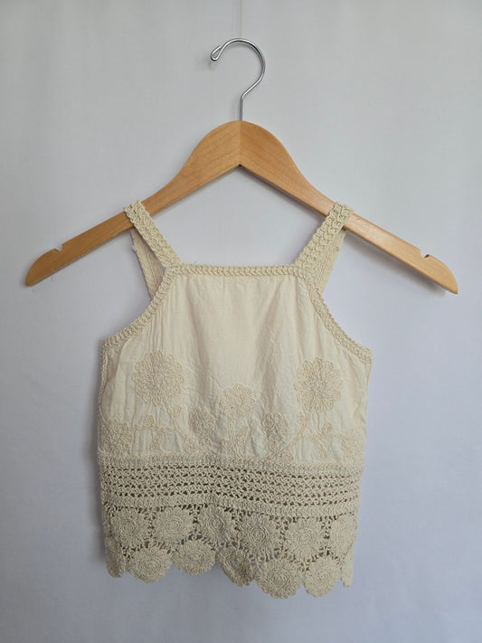 Zara Cream Crochet Tank • 8-9 years