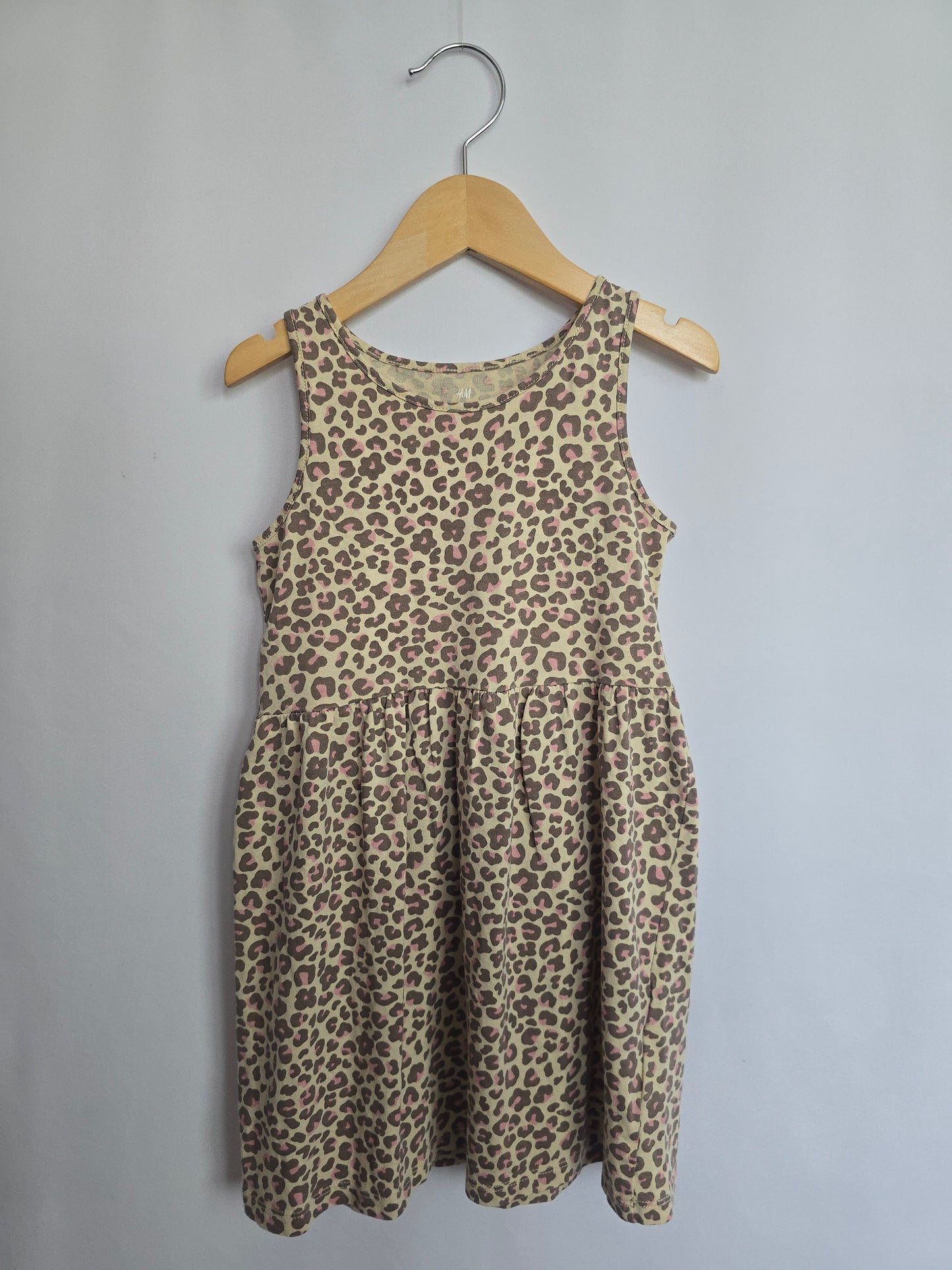 H&M Pink & Brown Leopard Tank Dress • 4-6 years