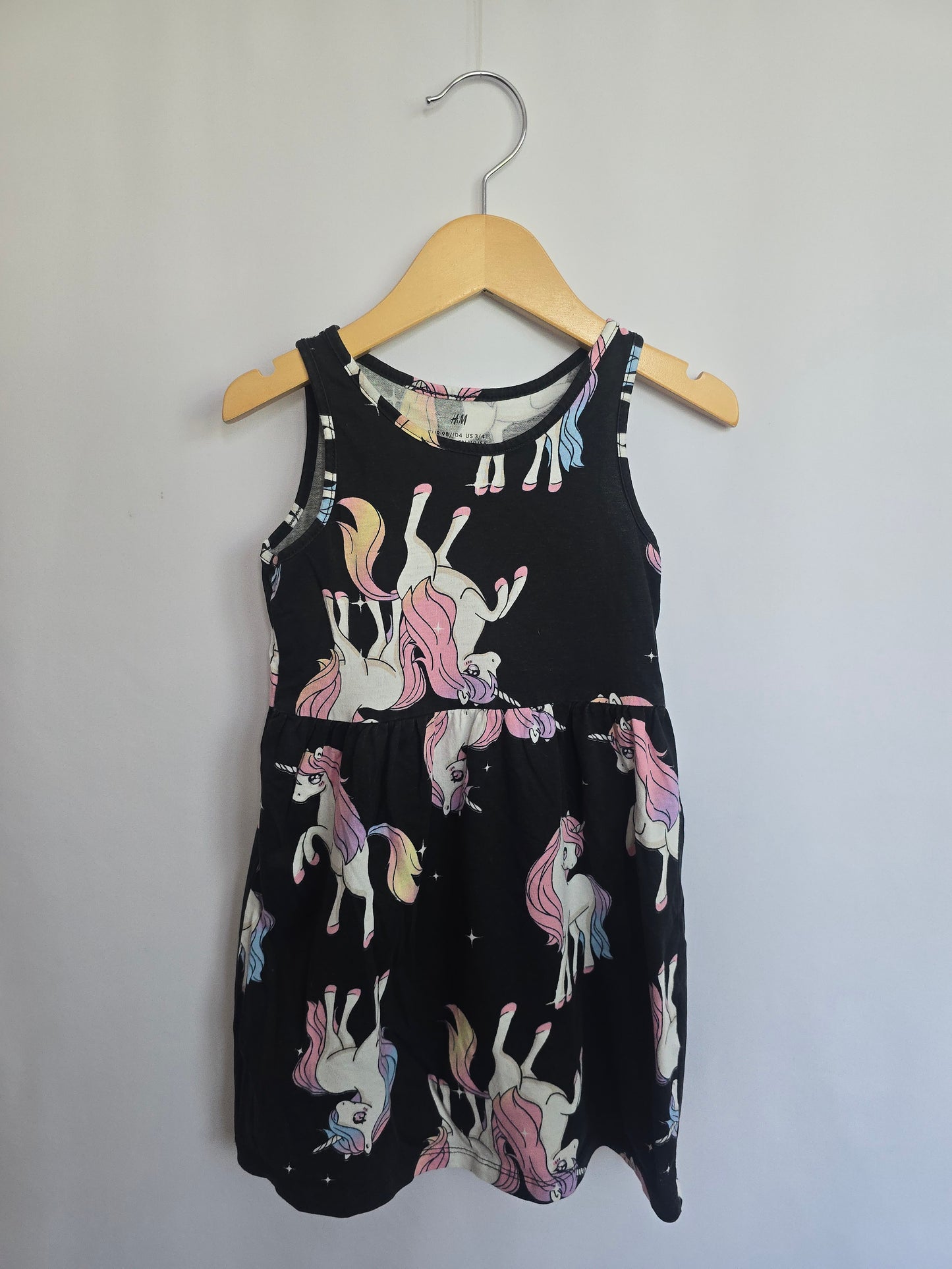 H&M Black Unicorn Tank Dress • 2-4 years