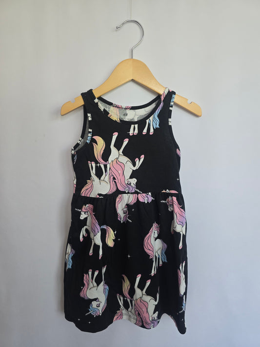 H&M Black Unicorn Tank Dress • 2-4 years