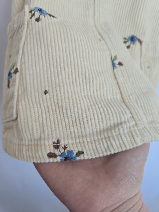 PLAY Zara Cream Cord Floral Jumper • 9-12 months