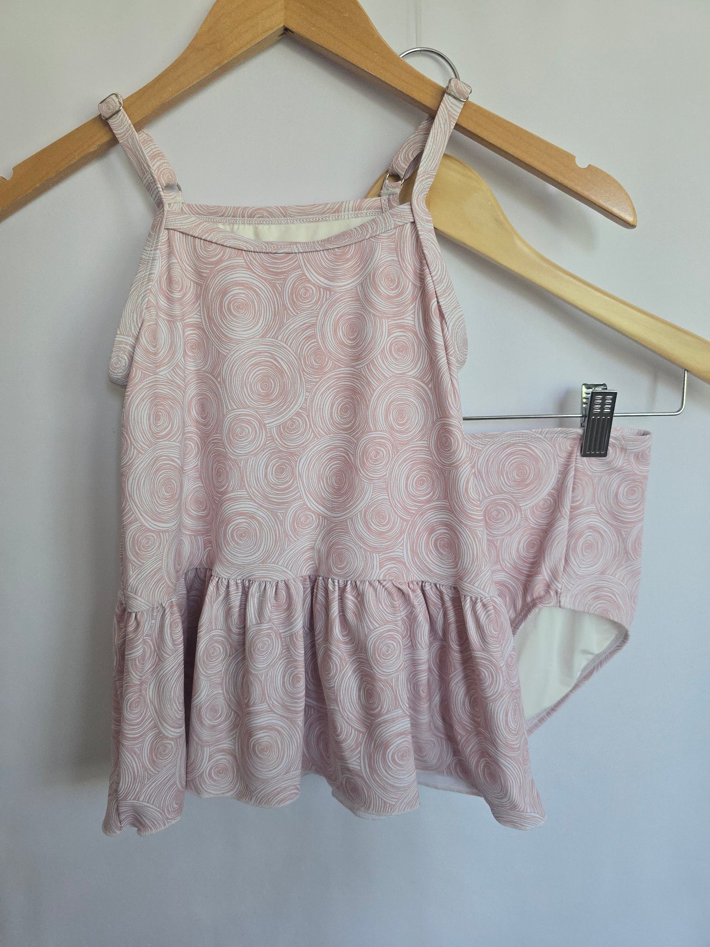 Current Tyed Blush Swirl Peplum 2 Piece Swimsuit • 8-9 years