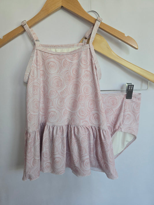 Current Tyed Blush Swirl Peplum 2 Piece Swimsuit • 8-9 years
