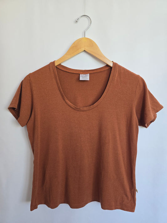 Jax & Lennon Rust Scoop Neck Oversized Tee • X-Small