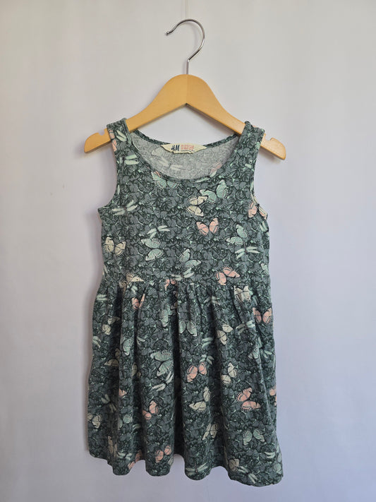 H&M Green Butterfly Tank Dress • 4-6 years