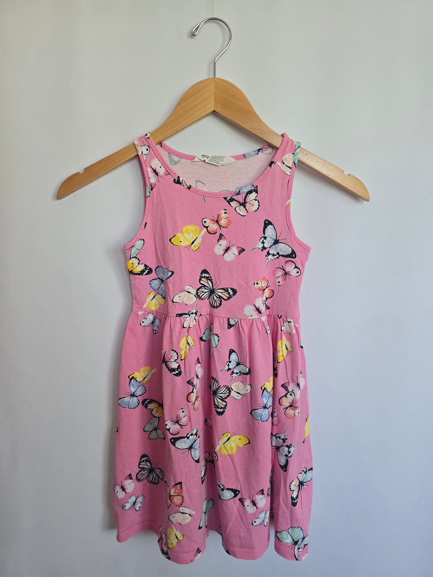 H&M Pink Butterflies Tank Dress • 6-8 years