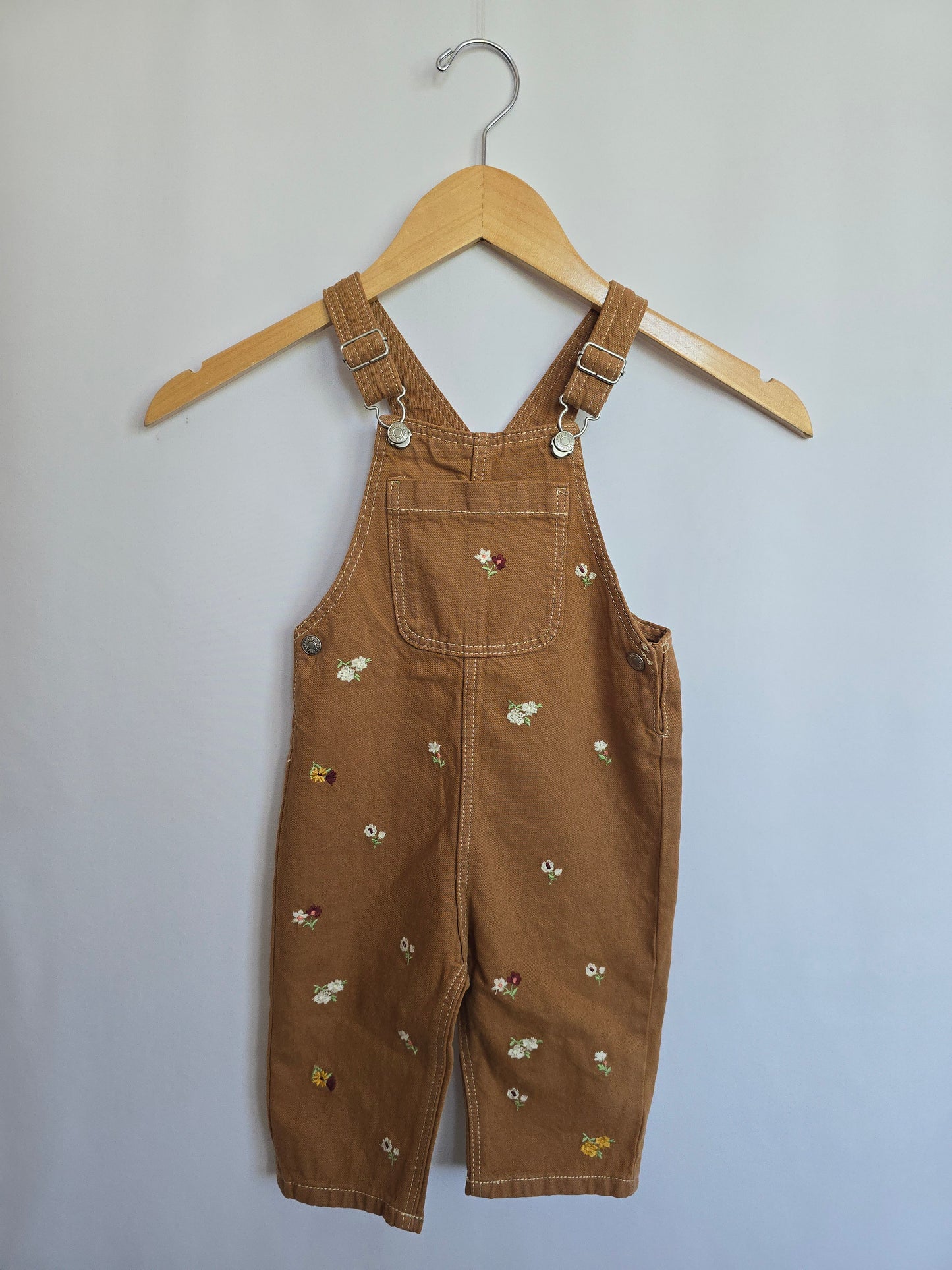 Zara Floral Embroidery Overalls • 18 months