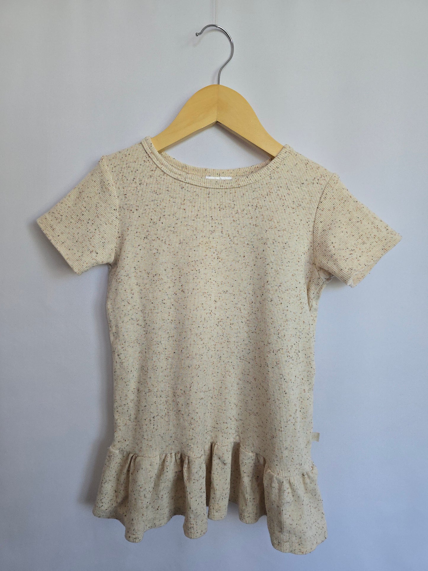 Jax & Lennon Oat Speckle Ribbed Drop Peplum • 4-5 years