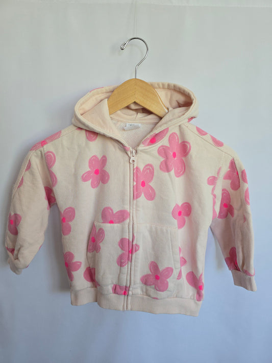 Zara Pink Floral Zip Hoodie • 5 years
