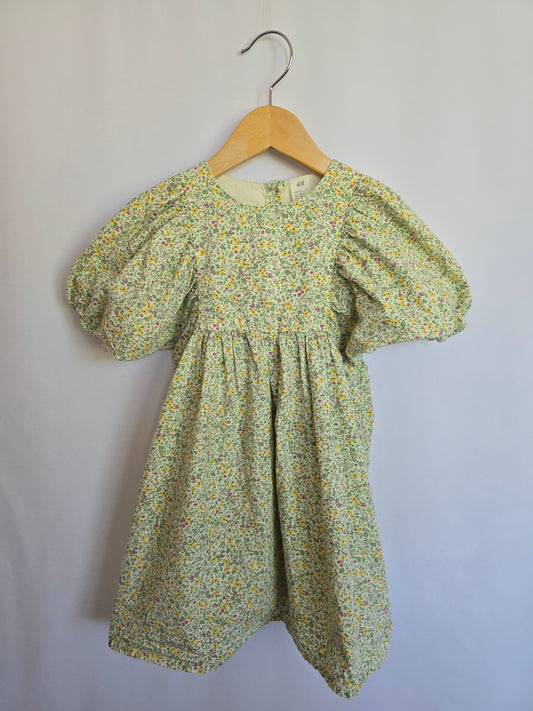 H&M Garden Floral Puff Sleeve Dress • 3-4 years