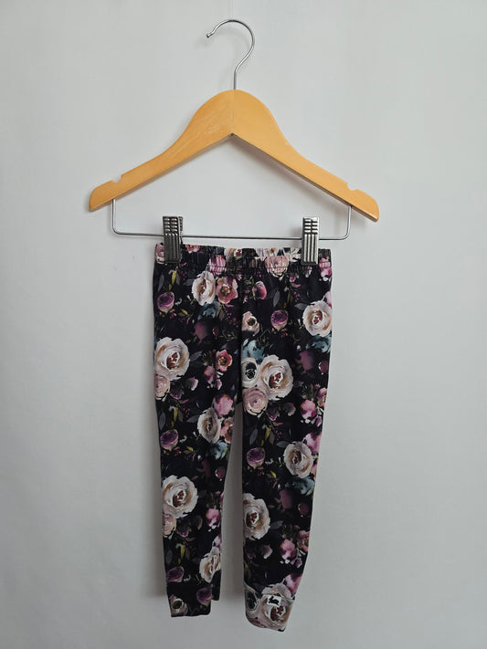 Little & Lively Watercolor Floral Leggings • 9-12 months
