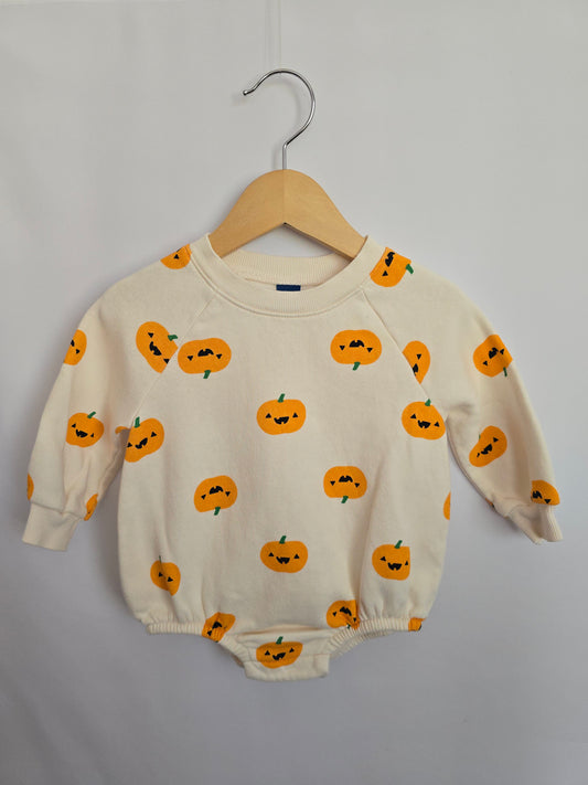 Old Navy Pumpkin Bubble Romper • 6-12 months