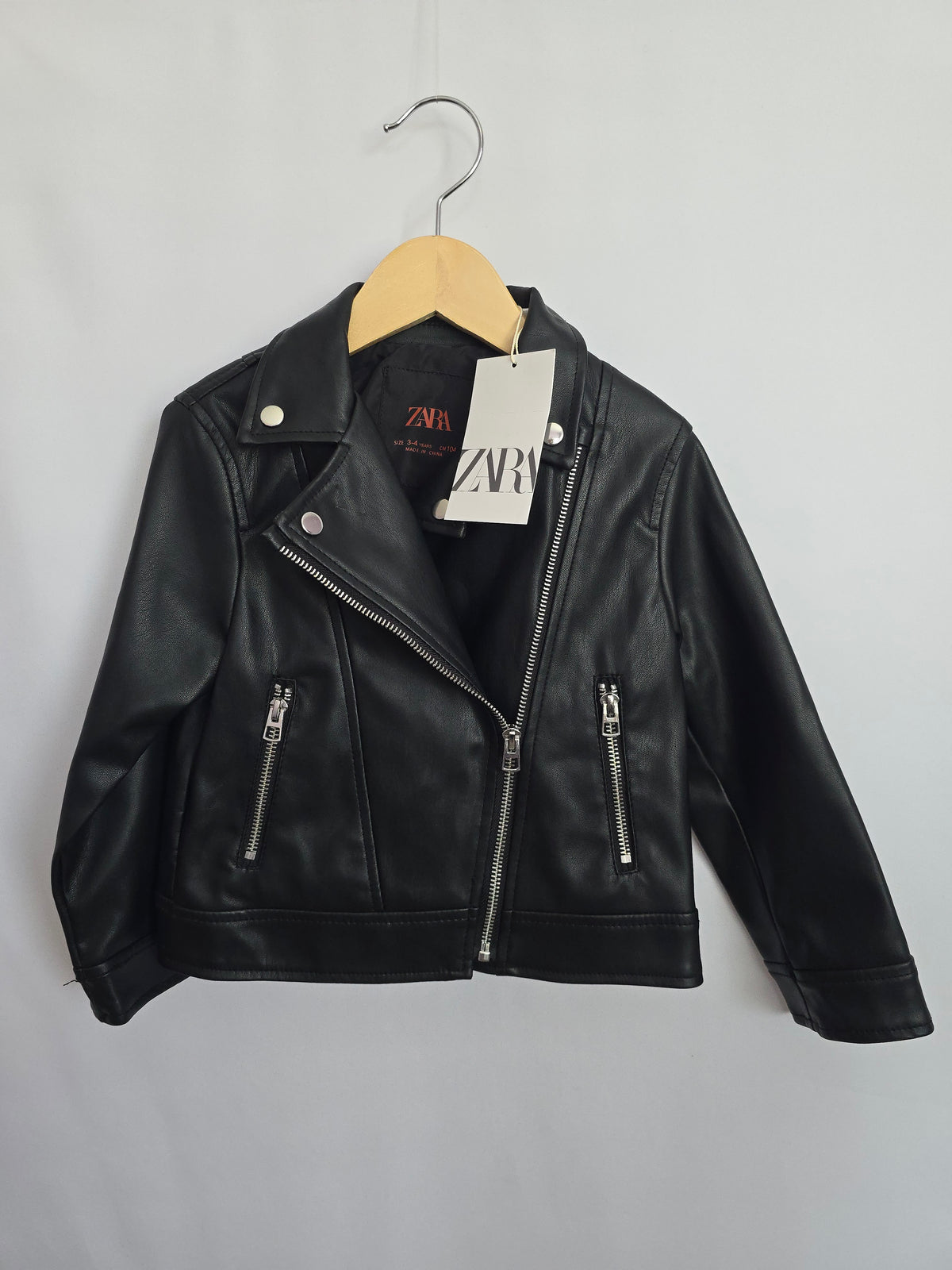 NEW Zara Black Pleather Jacket • 3-4 years