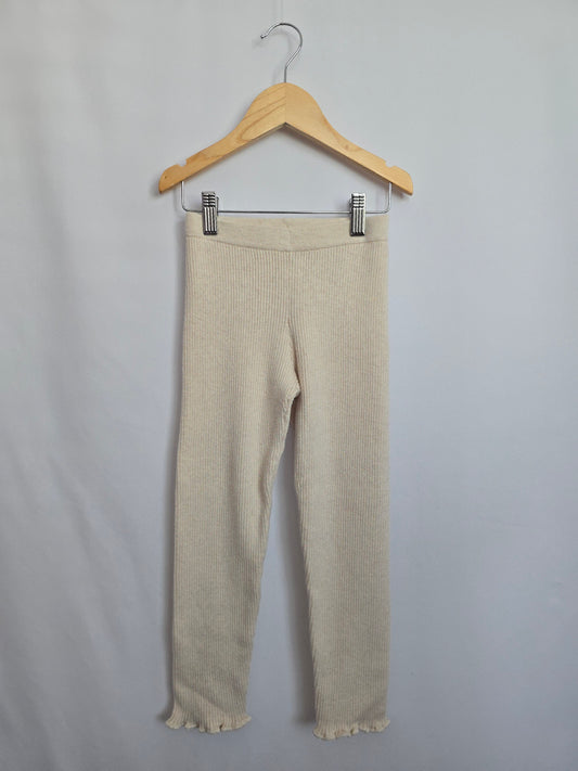 H&M Ribbed Cream Soft Leggings • 4-5 years