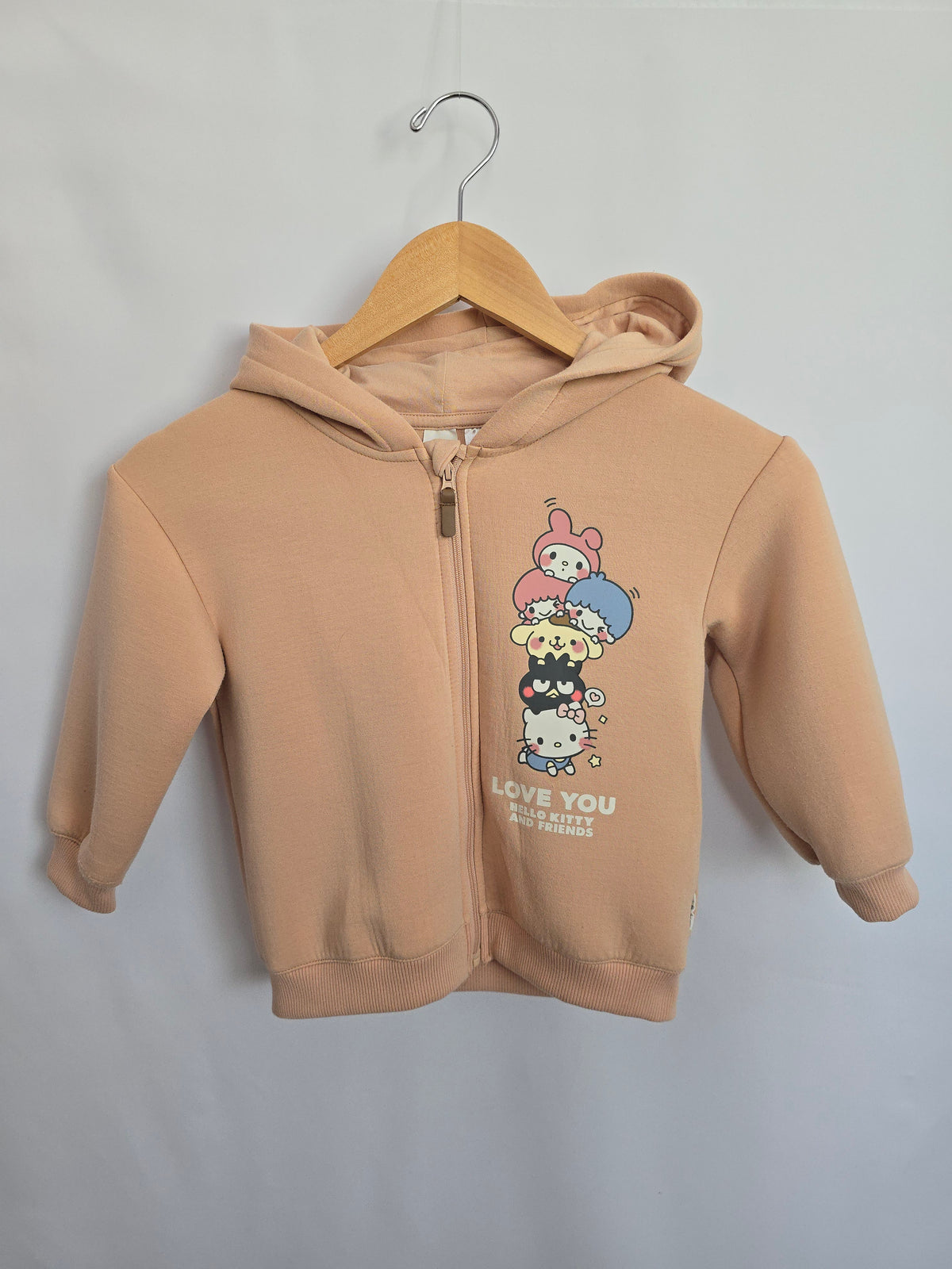 H&M Hello Kitty Peach Zip Hoodie • 3-4 years