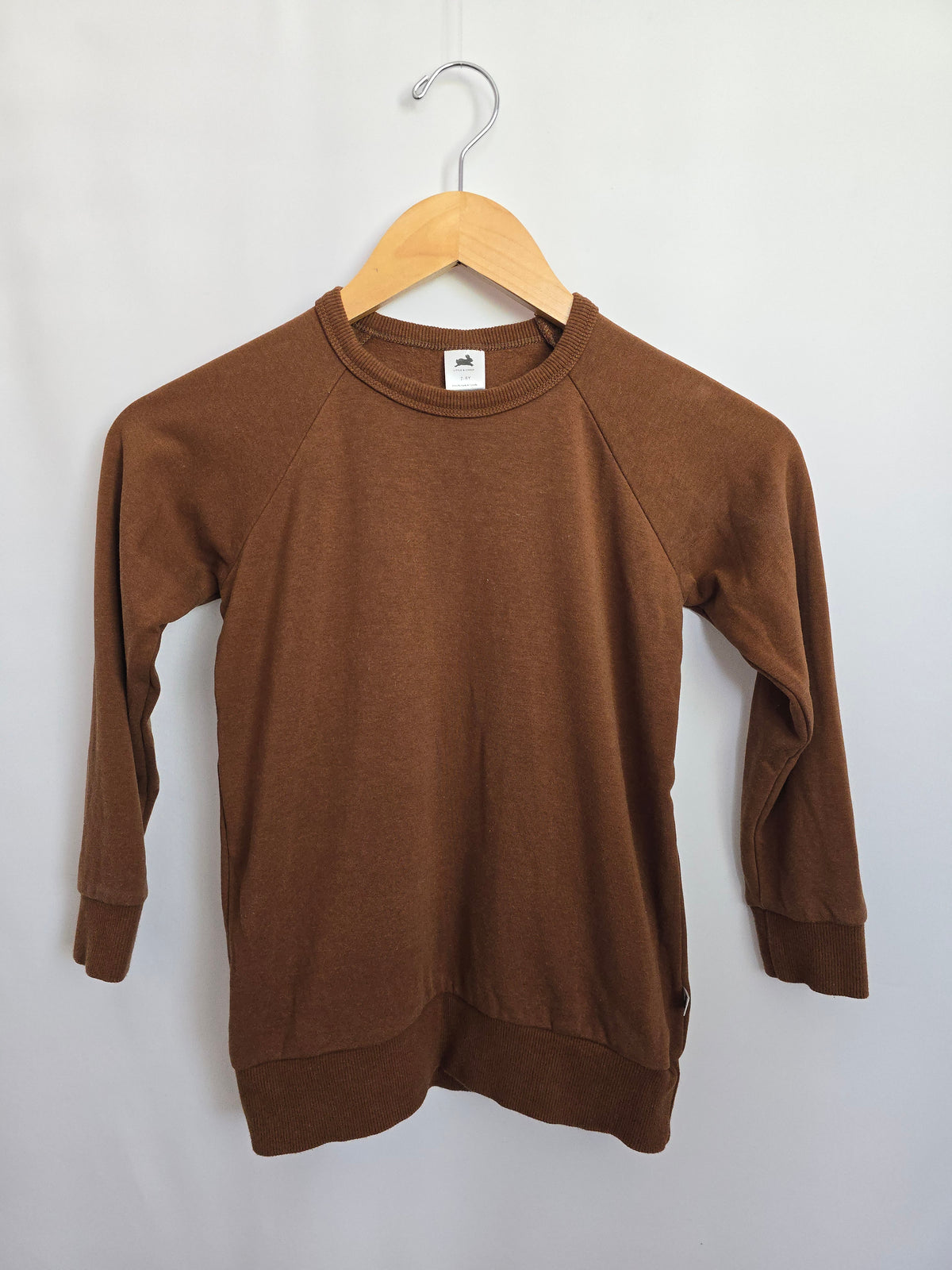 Little & Lively Brown Fleece Crewneck • 7-8 years