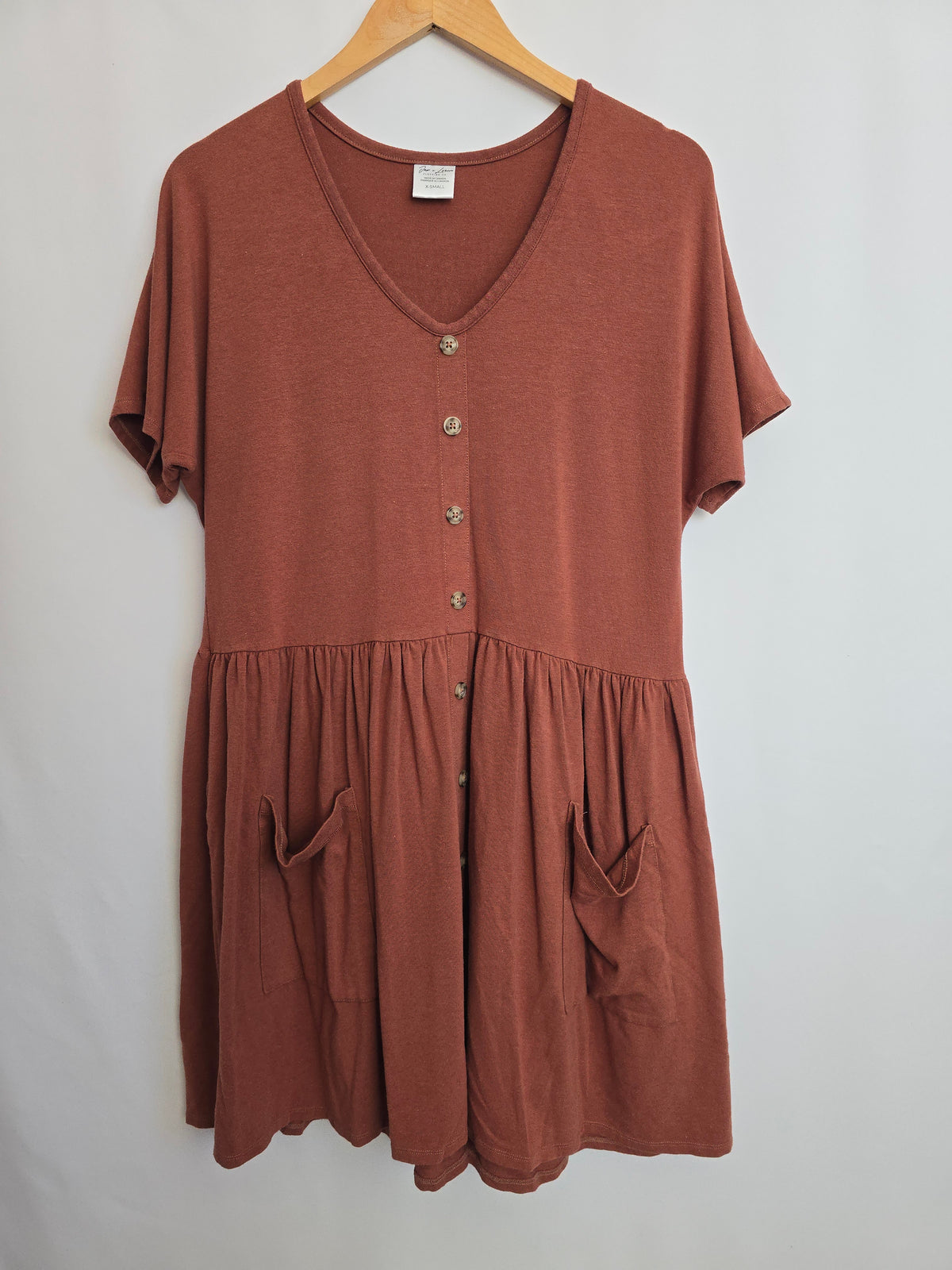 Jax & Lennon Rustic Brown Pocket Dress • X-Small