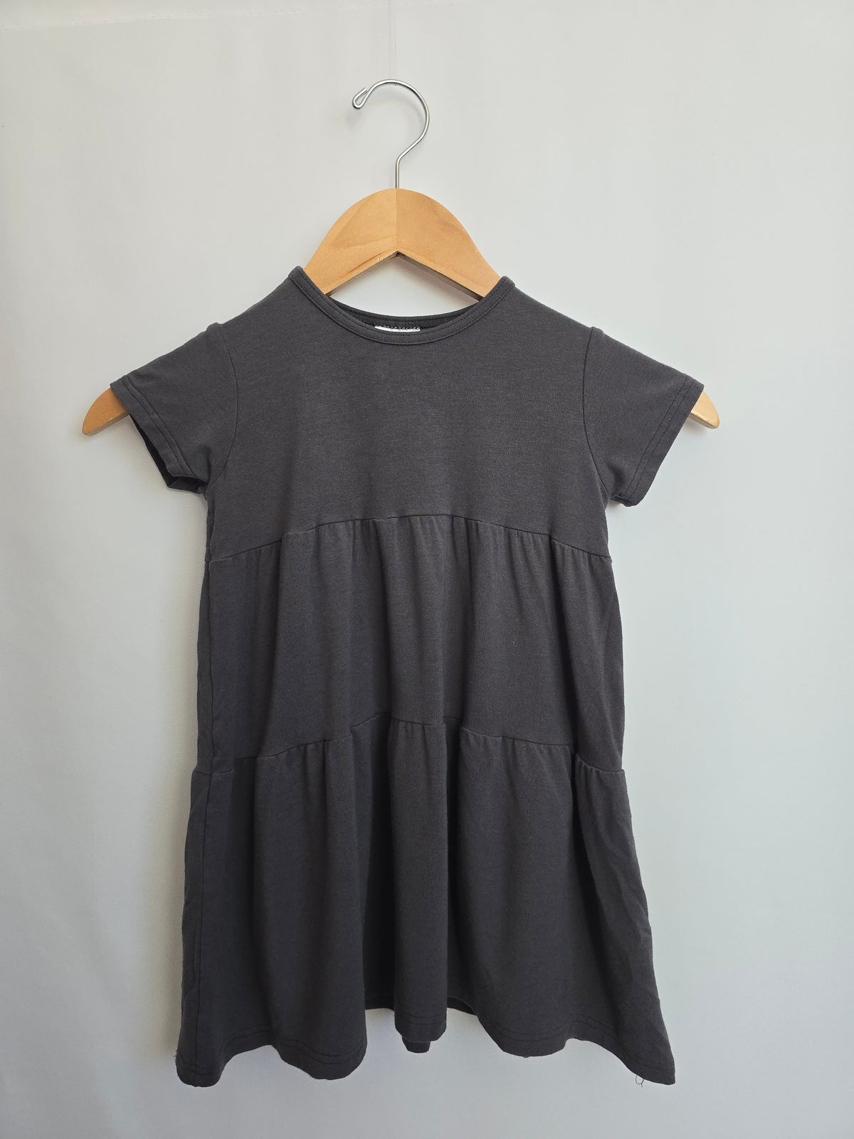 Tiny Button Apparel Dark Grey Tiered Twirl Top • 5-6 years