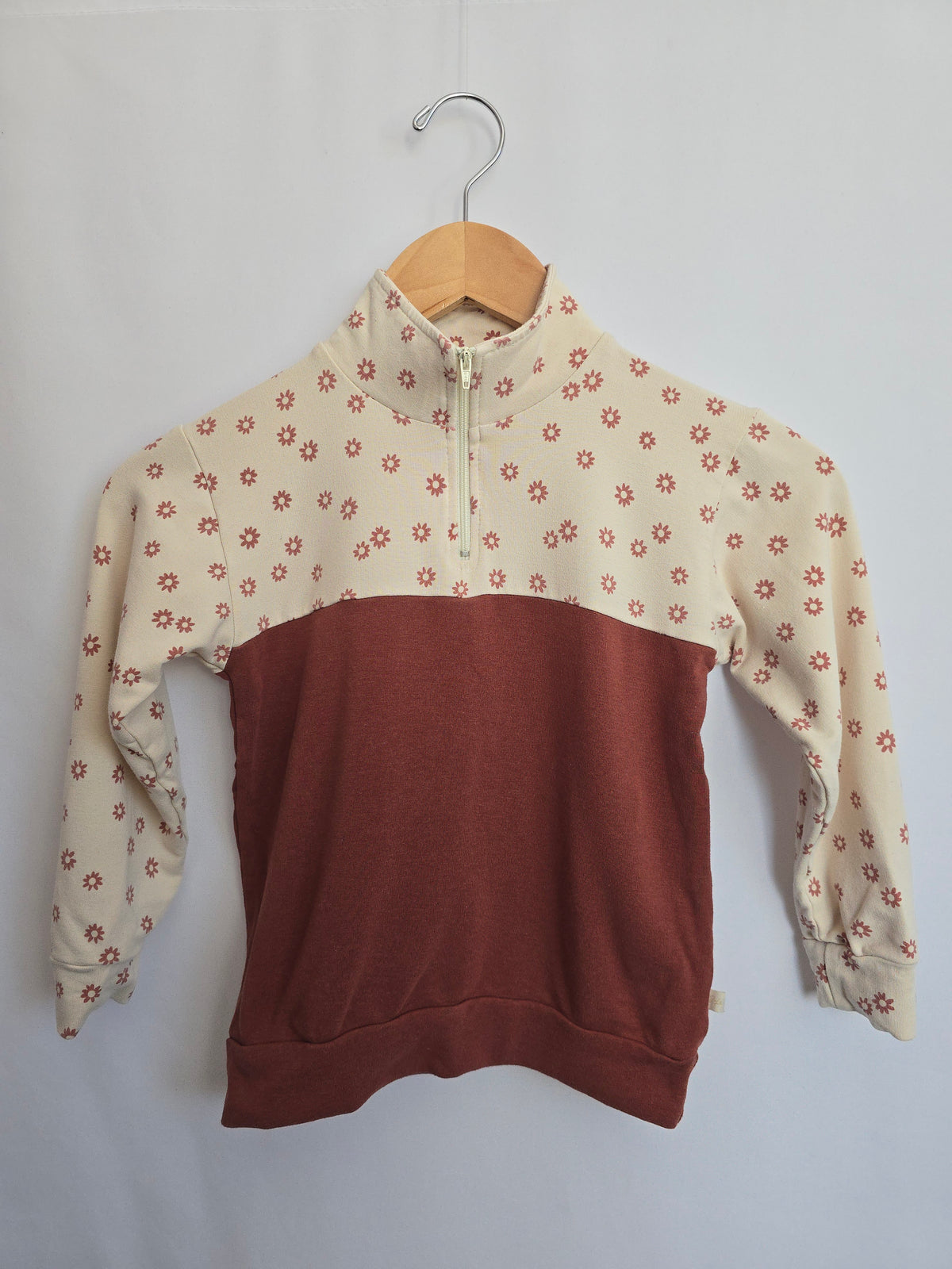 Jax & Lennon Daisies 1/4 Zip Terry Sweater • 4-5 years