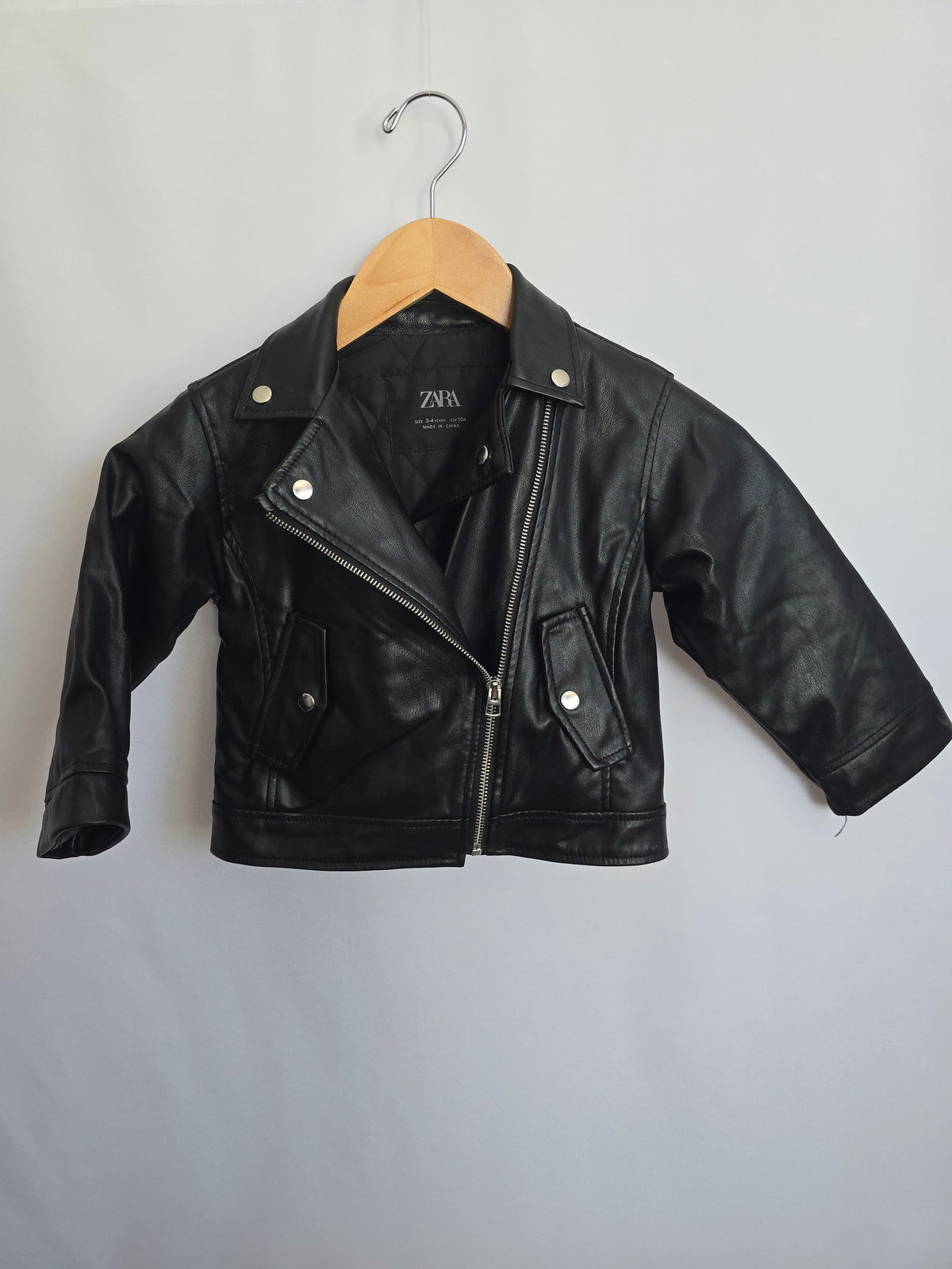 Zara Black Pleather Jacket • 3-4 years