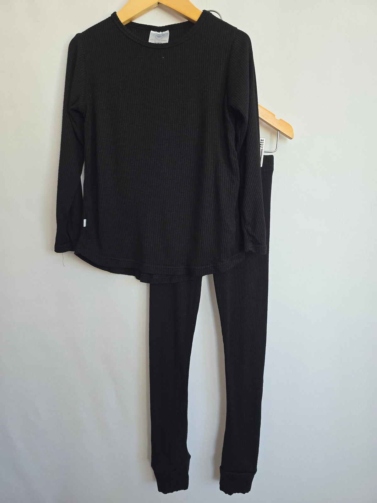 PLAY Tiny Button Apparel Black Ribbed Lounge Set • 4-5 years