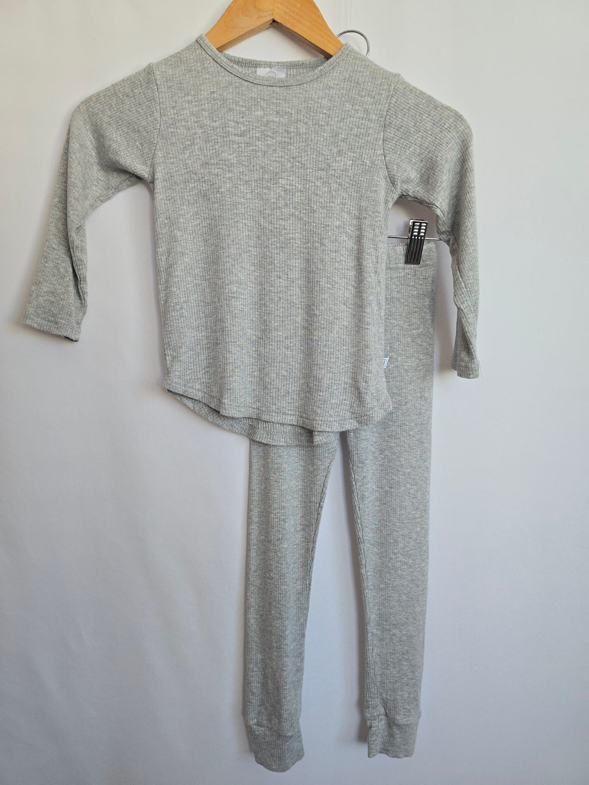Tiny Button Apparel Ribbed Grey Lounge Set • 4-5 years