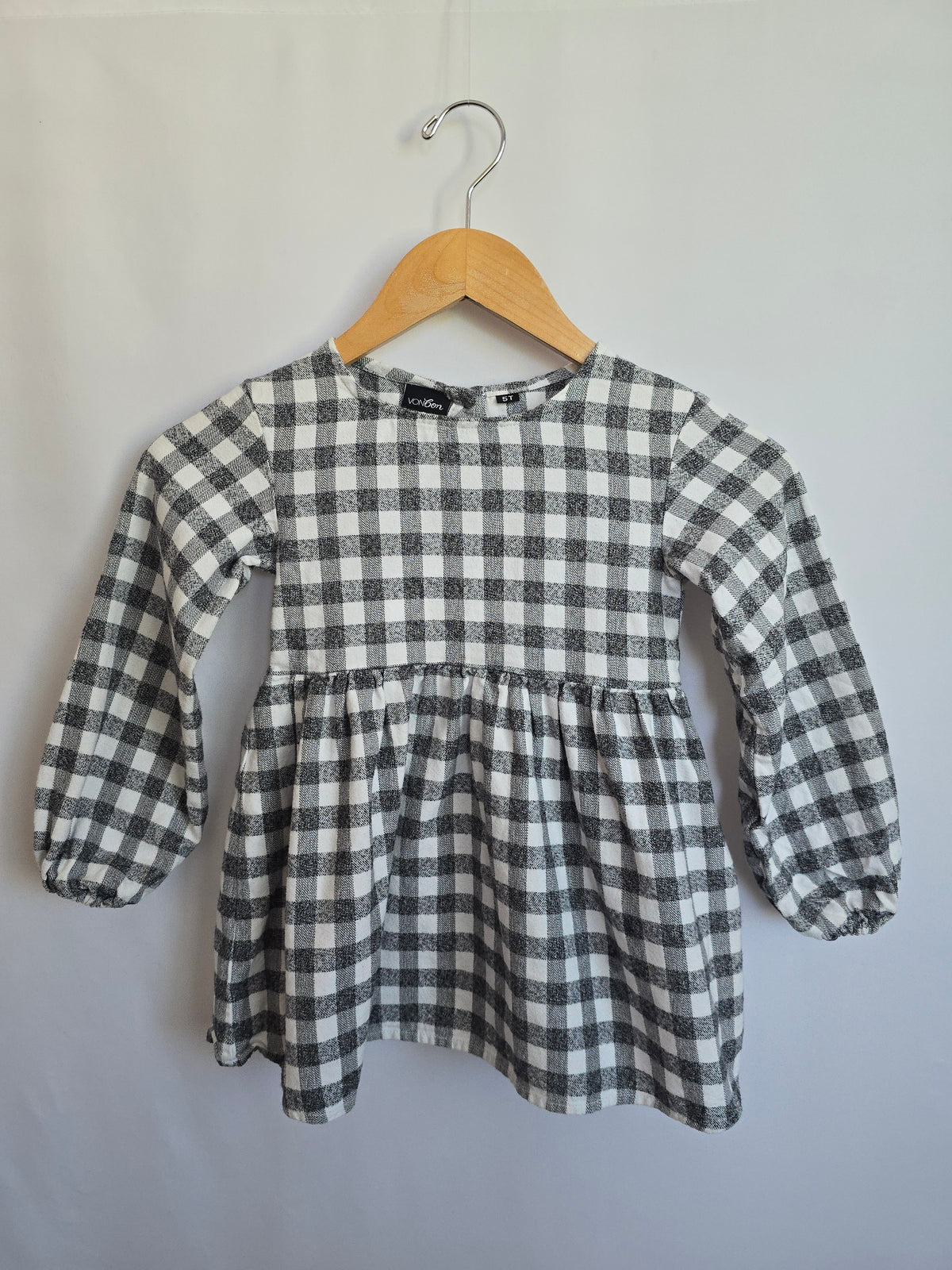 Von Bon Plaid Organic Cotton Empire Dress • 5 years