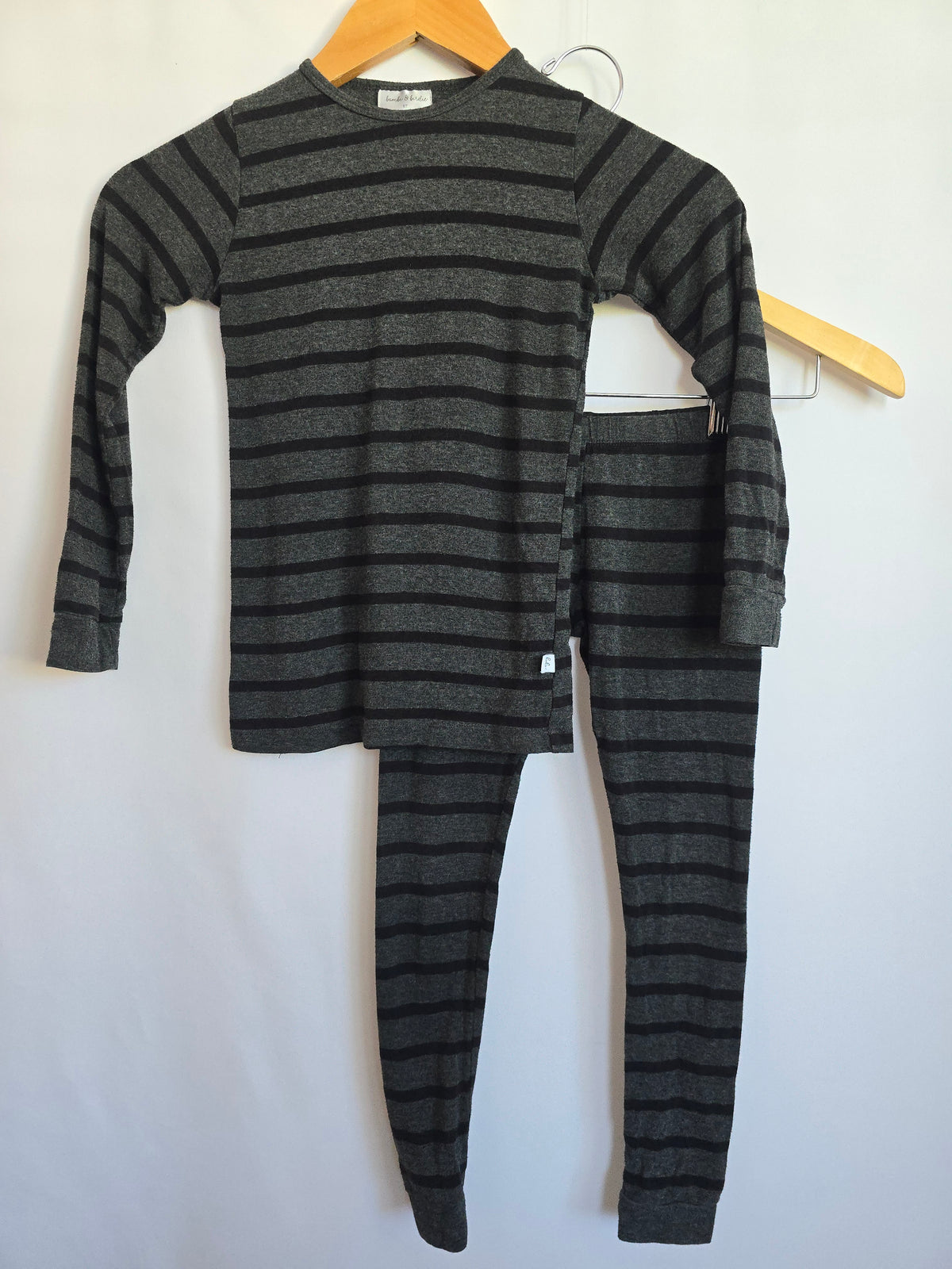 PLAY Bambi & Birdie Black/Grey Stripe Pajama Set • 6 years