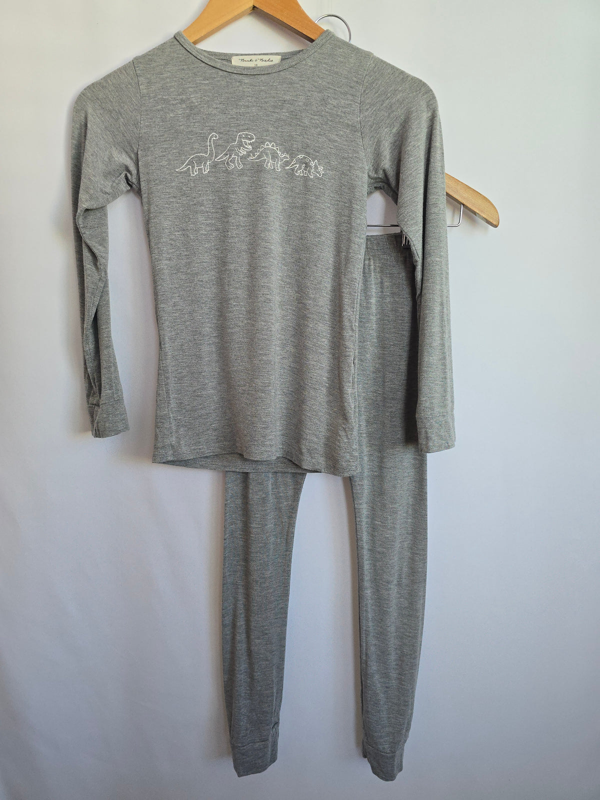 PLAY Bambi & Birdie Grey Dinosaur Pajama Set • 7-8 years