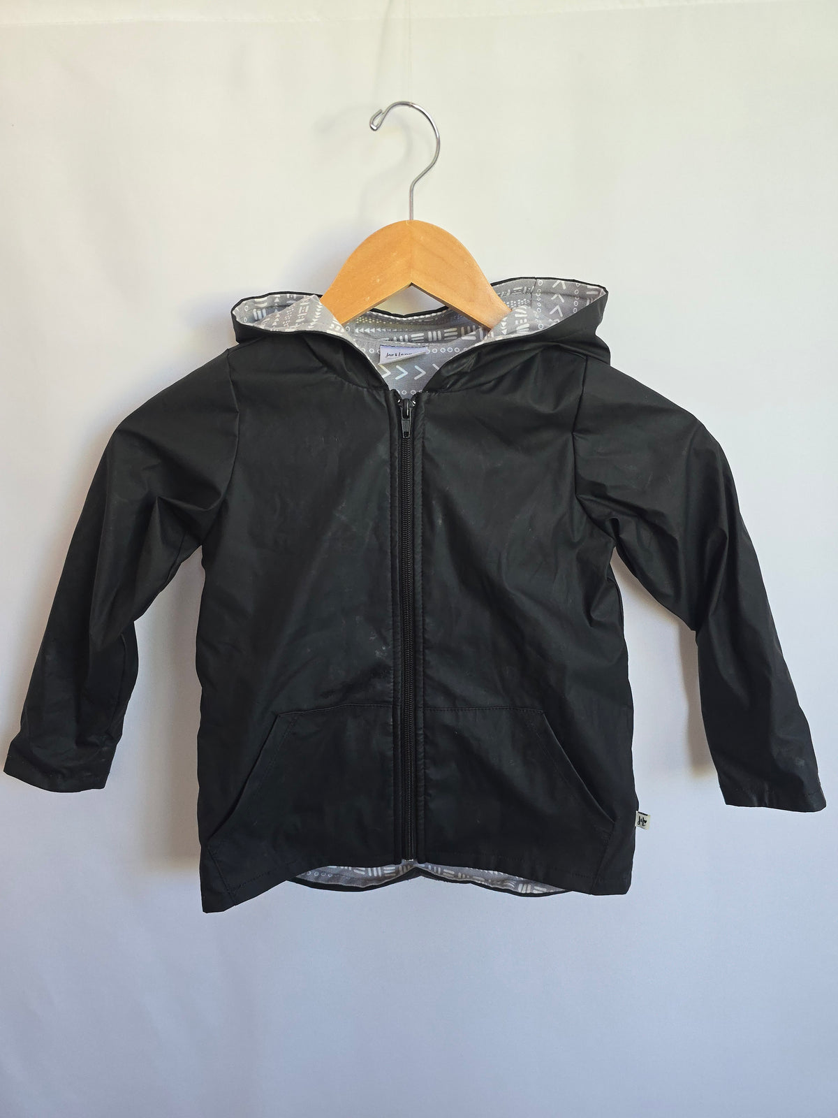 Jax & Lennon Jersey Lined Black Raincoat • 2-3 years