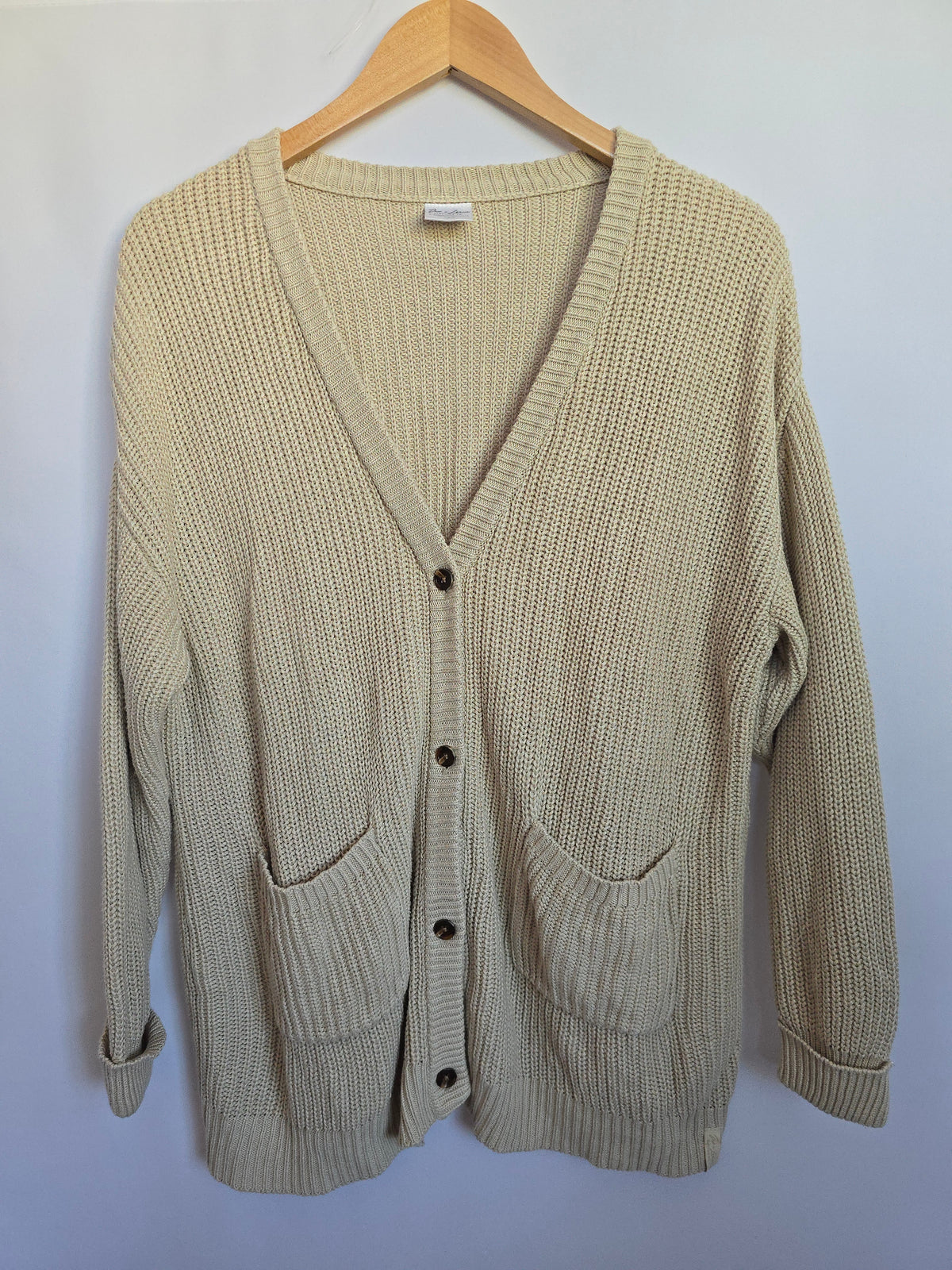 Jax & Lennon Cream Relaxed Button Up Knit Cardigan • X-Small/Small