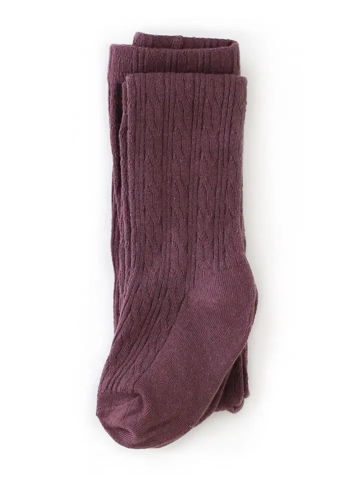 Little Stocking Co. Dusty Plum Cable Knit Tights